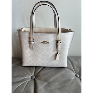 Coach CV965 Mollie Tote Bag 25 In Signature Canvas IN White/Chalk